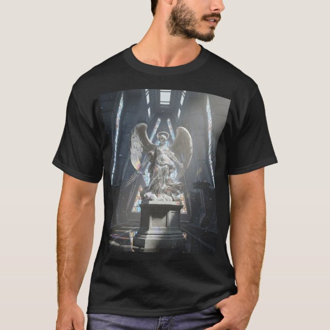 Camiseta Dark Fallen Angel Statue\Gothic Cathedral T-Shir (Frente)