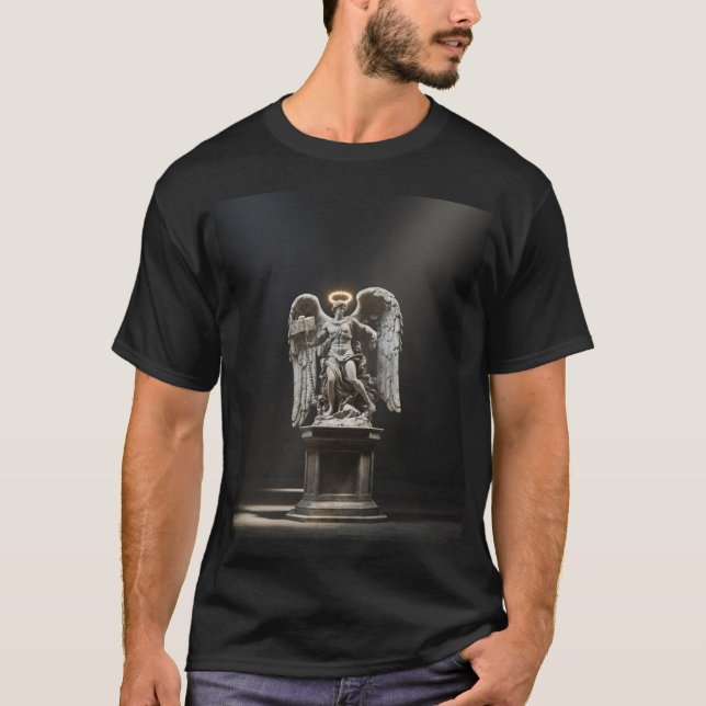 Camiseta Dark Fallen Angel Statue\Gothic Cathedral T-Shirt (Frente)