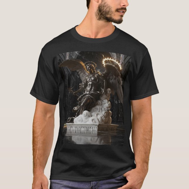 Camiseta Dark Fallen Angel Statue\Gothic Cathedral T-Shirt (Frente)