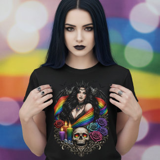 Camiseta Dark Gothic Gay Pride With Skull and Candles
