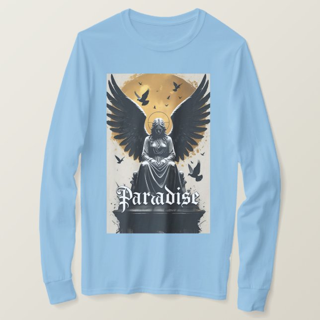 Camiseta Dark Gothic Heaven Design with Halo & Wings (Frente do Design)