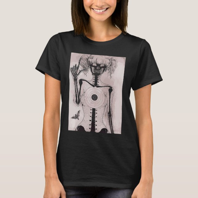 Camiseta Dark grunge  Emo teen girl with moth Gothic (Frente)