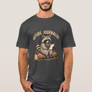 Camiseta Dark Heather Nature Journalist Raccoon