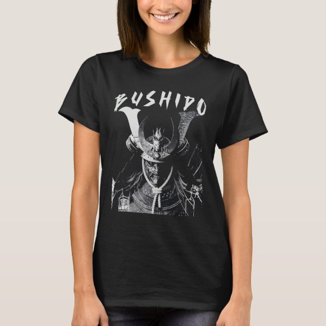 Camiseta Dark Japanese Ghost Samurai Warrior Bushido Way Ae (Frente)
