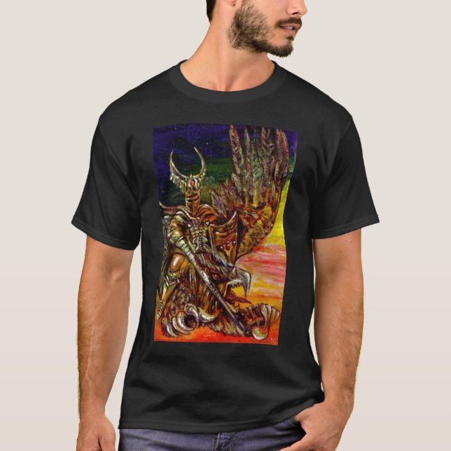 Camiseta DARK KNIGHT E DRAGON Fantasy (Frente)