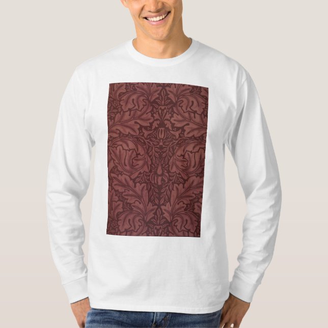 Camiseta Dark Red Acanthus Leaves (por William Morris) (Frente)