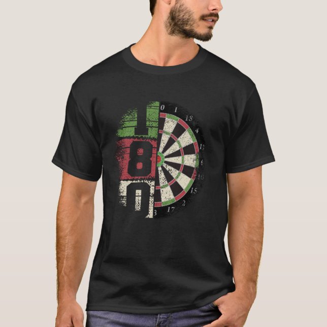 Camiseta Dart 180 dartboard retro dart 1 (Frente)