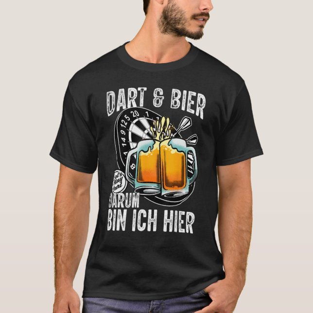 Camiseta Dart and Beer  Darum bin ich hier saying dart play (Frente)