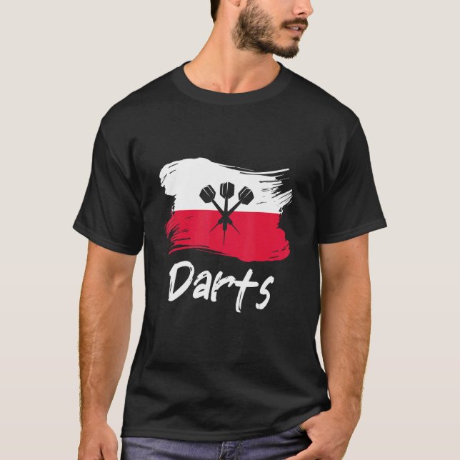 Camiseta Dart Sinalizador Dardos Jogando Pavilhão Polônia (Frente)