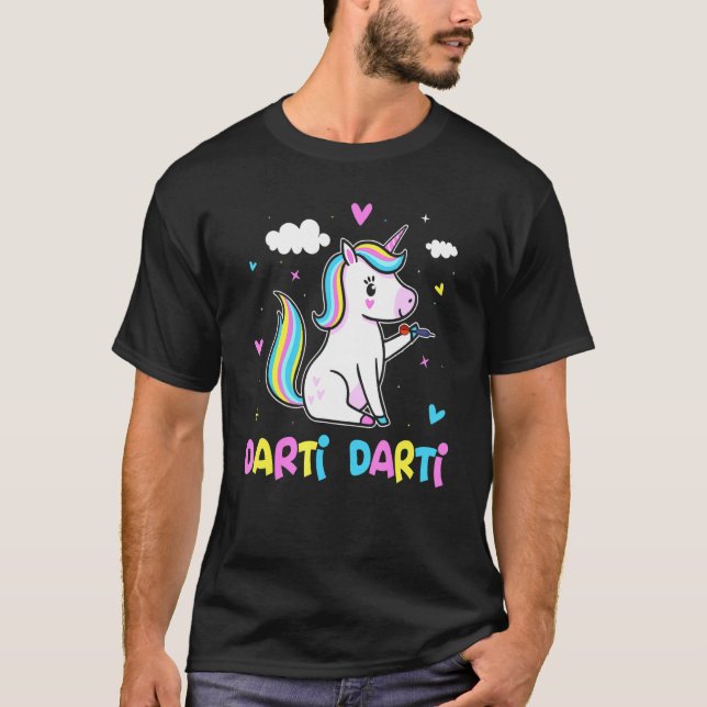 Camiseta Darti Darti Fofo Escuro Escuro do Unicórnio Darts (Frente)