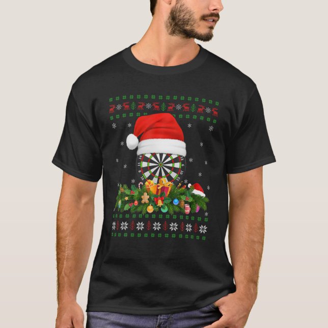 Camiseta Darts Sports Lover Xmas Santa Hat Darts Chris Feio (Frente)