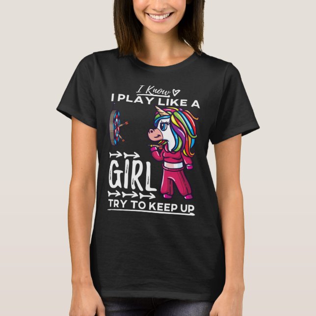 Camiseta Darts Women Arrows Field Team Play Like A Girl Uni (Frente)