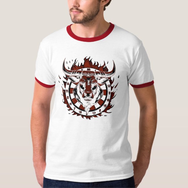 Camiseta Dartscheibe Feuer Stier Bulle Spezialdesign (Frente)