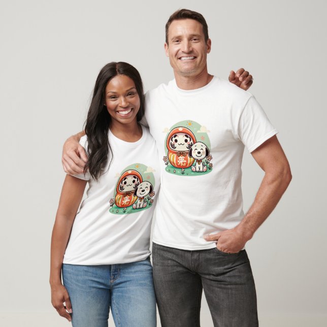 Camiseta Daruma com um Cachorro Gelado sob um Céu Claro (Unissex)