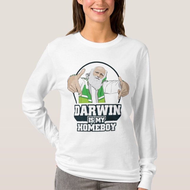 Camiseta Darwin é meu ficar em casa (a cor completa) (Frente)