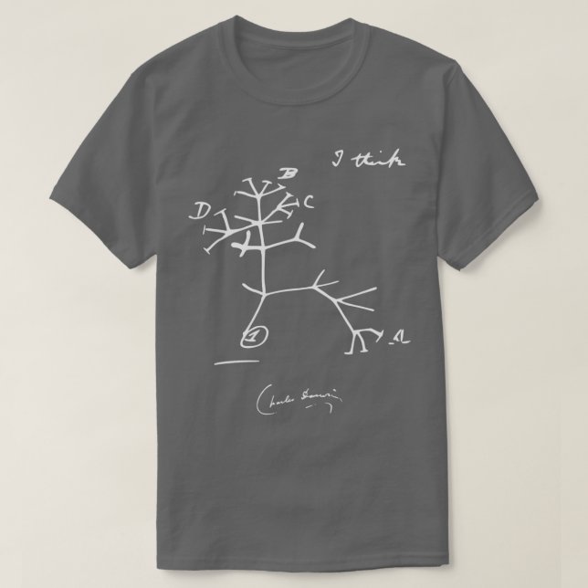 Camiseta Darwin Tree of Life I Think (Frente do Design)