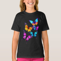Camiseta das borboletas brilhantes