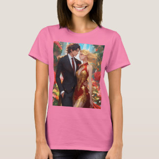 Camiseta das damas,casal amor impresso