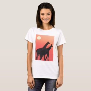 Camiseta das damas com Design Girafa