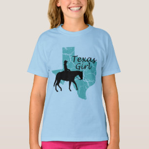 Camiseta das Meninas do Texas Girl Horseback