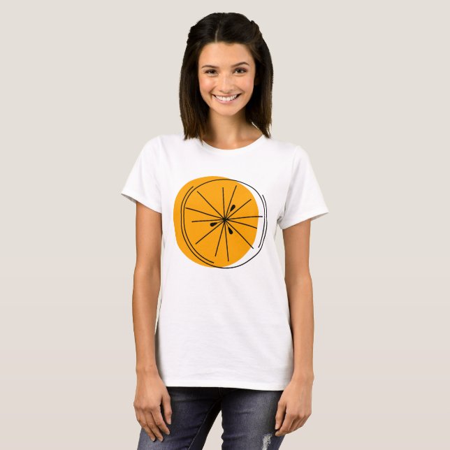 Camiseta das mulheres Citrus Orange (Frente Completa)