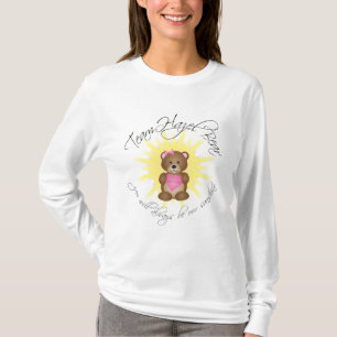 Camiseta das mulheres côr de avelã do urso da equipe cami