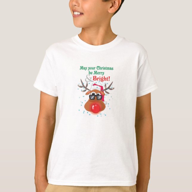 Camiseta das renas de Natal para crianças (Frente)