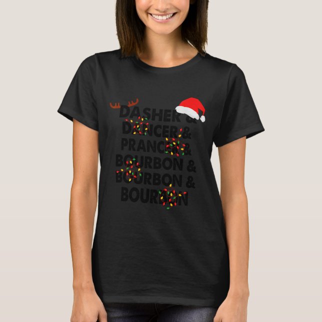 Camiseta Dasher Dancer Prancer & Bourbon Natal Holi (Frente)