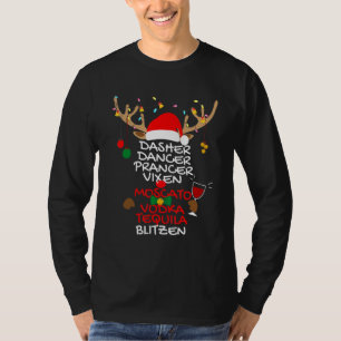 Camiseta Dasher Dancer Prancer Vixen Moscato Vodka Tequila