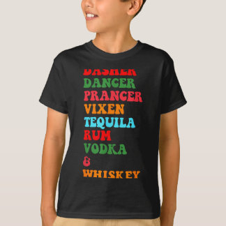 Camiseta Dasher Dancer Prancer Vixen Tequila Rum Vodka Desi