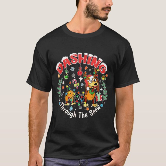 Camiseta Dashing Through The Snow, Dog Christmas, Funny Chr (Frente)