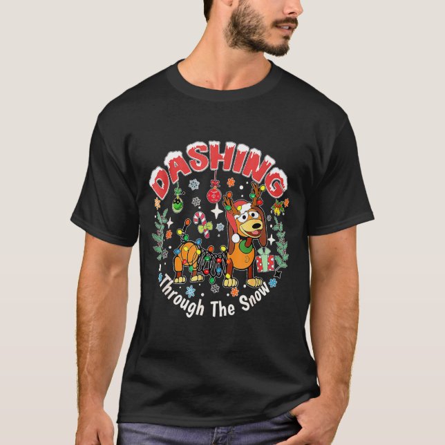 Camiseta Dashing Through The Snow Slink Dog Christmas  (Frente)