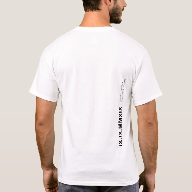 Camiseta Data Especial de Aniversário de Numeração Romana M (Verso)