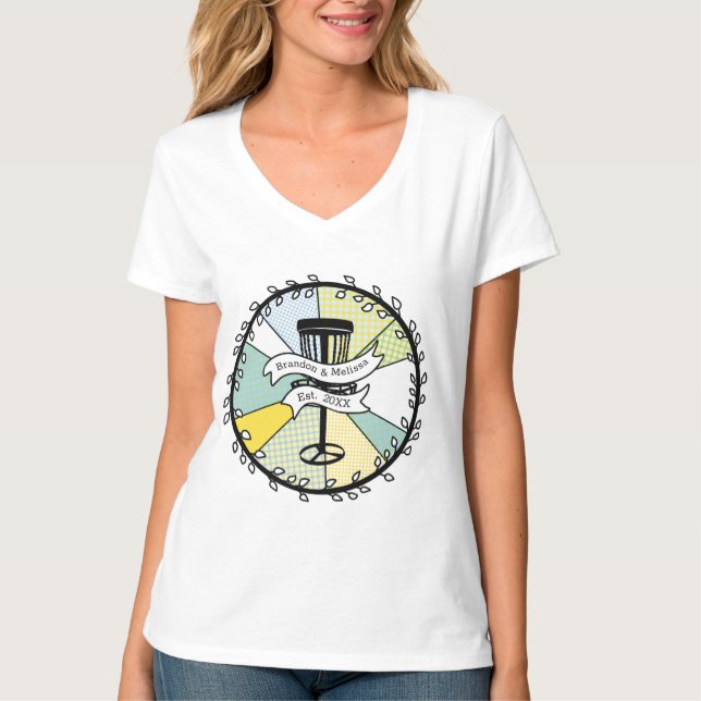 Camiseta Data Estabelecida do Casal Personalizado do Golf d (Frente)