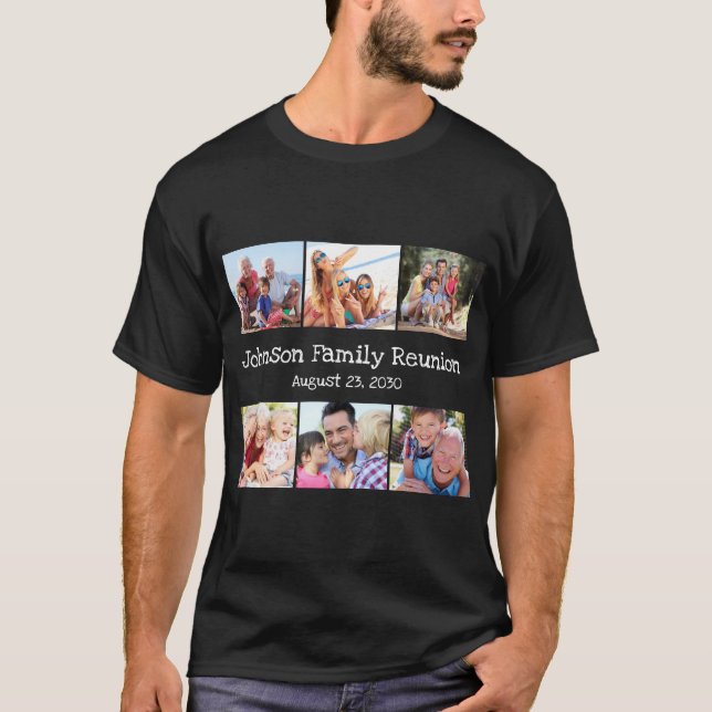 Camiseta Data Personalizada da Reunião da Família de Colage (Frente)