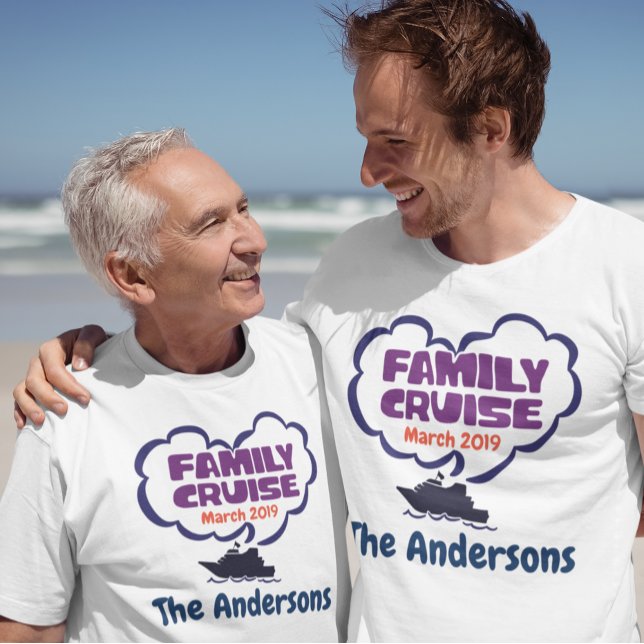 Camiseta Data Personalizada de Férias Cruise da Família Per (Criador carregado)