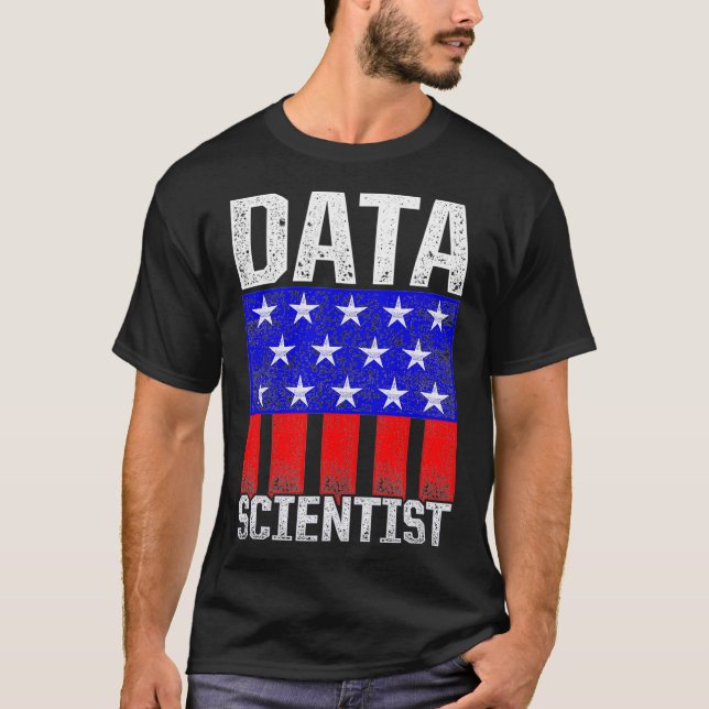 Camiseta Data Scientist USA Sinaliza Análise de Mineração d (Frente)