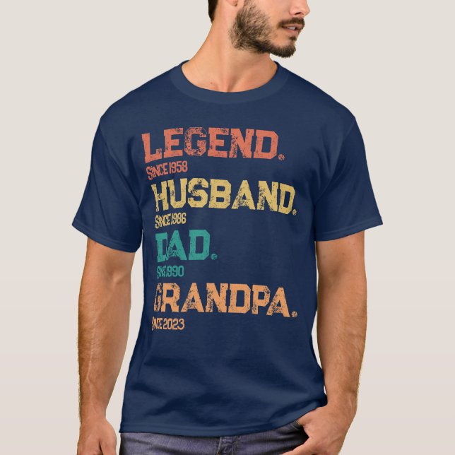 Camiseta Datas Personalizadas - Avô do Pai de Marido de Leg (Frente)