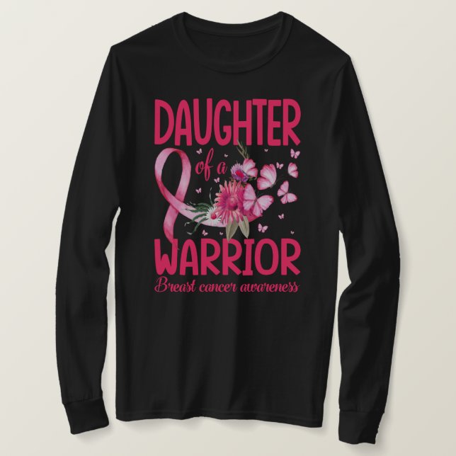 Camiseta Daughter Of A Warrior Breast Cancer (Frente do Design)