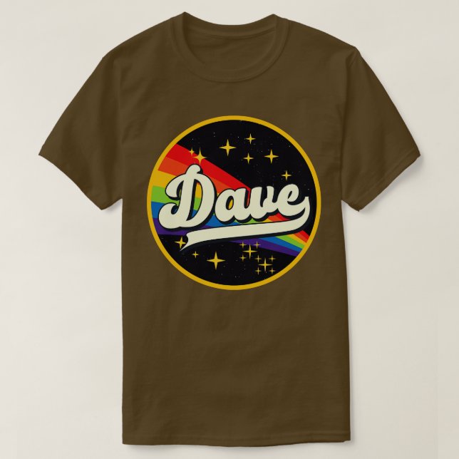 Camiseta Dave Rainbow No Estilo De Vintage Espacial (Frente do Design)