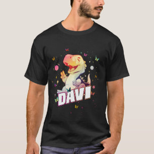 Camiseta DAVI - Nome de Menino Bonito com Dinossauro Giro