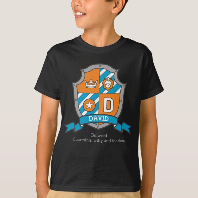 Camiseta David boys D name & significado knights shield (Frente)