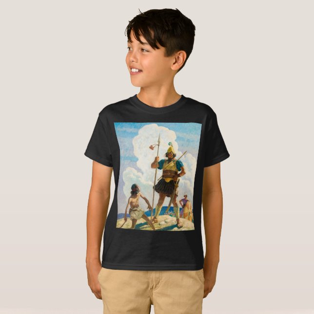 Camiseta David e Golias, 1940, por Newell Convers Wyeth (Frente Completa)
