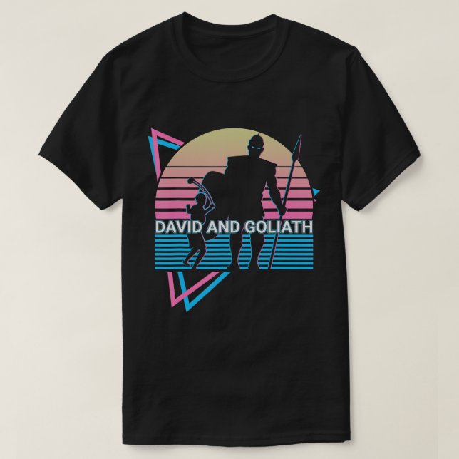 Camiseta David E Golias Christian Christianity Retro T-S (Frente do Design)