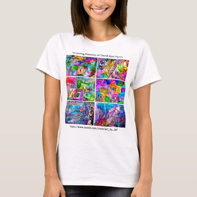 CAMISETA DAVID FLYNN ART COLLAGE WOMAN'S T-SHIRT COM TEXTO (Frente)