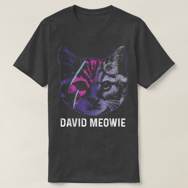 Camiseta David Meowie Engraçado Cat Lover  (Frente do Design)
