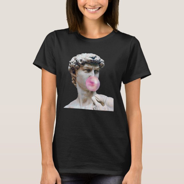 Camiseta David Michelangelo com a Mulher Homem de Estátua B (Frente)