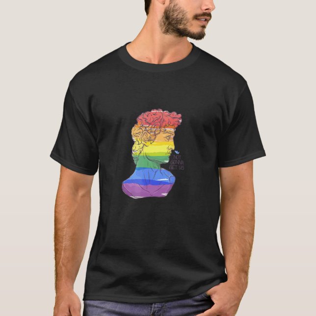 Camiseta David Statue Michelangelo Orgulho gay Colorful Hoo (Frente)