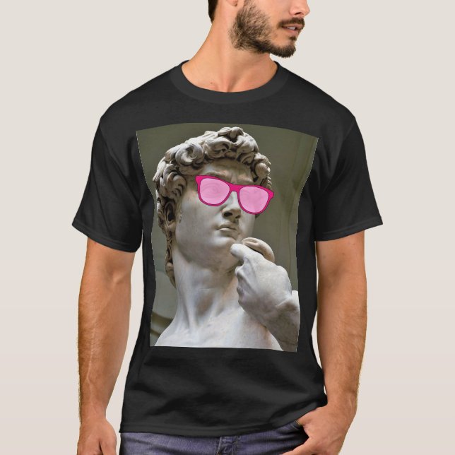 Camiseta David veste óculos de cor rosa (Frente)