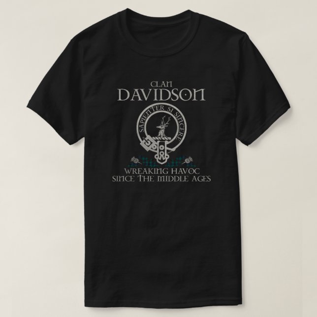 Camiseta Davidson Clan crest sobrenome escocês tartan Thist (Frente do Design)
